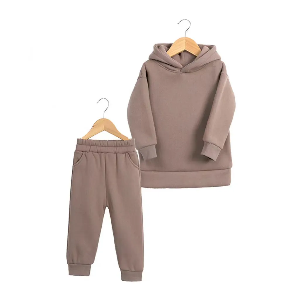Anthony Solid Color Fleece Hoodie Set
