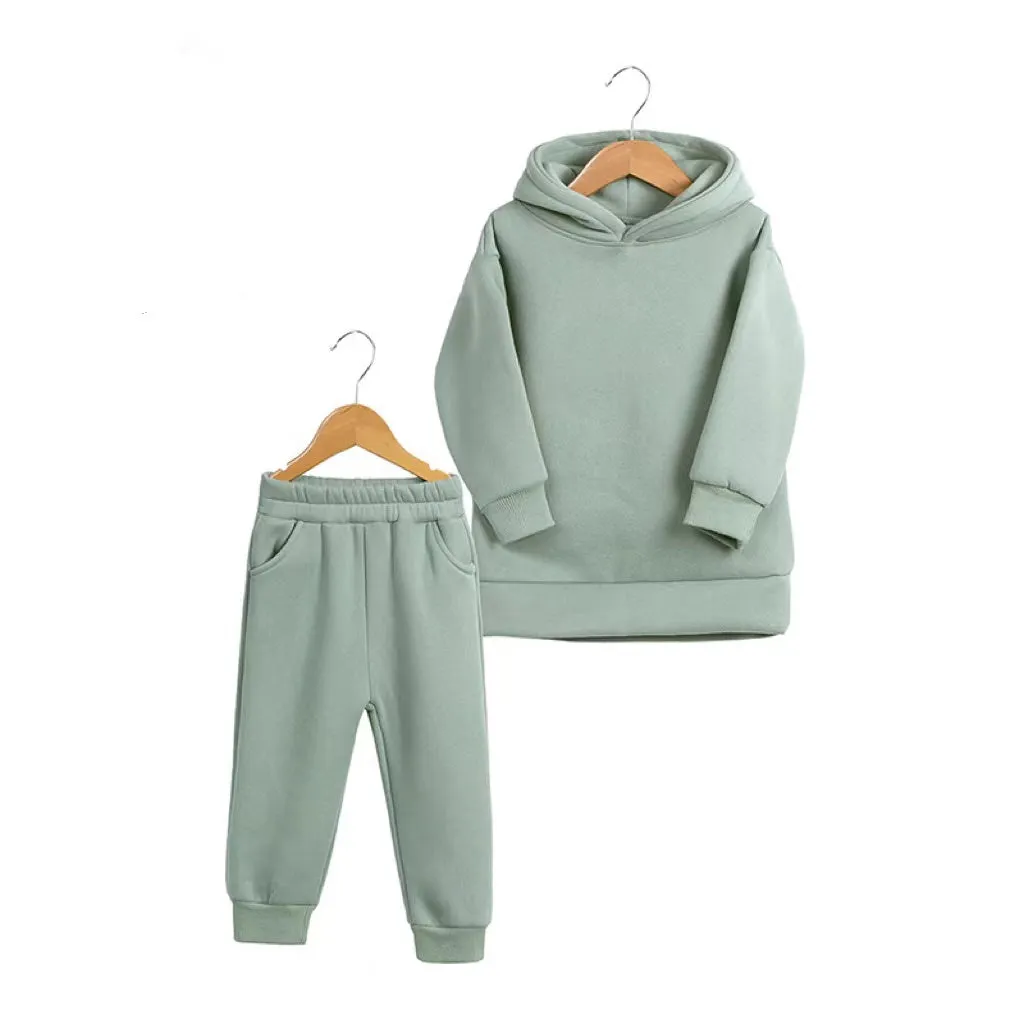 Anthony Solid Color Fleece Hoodie Set
