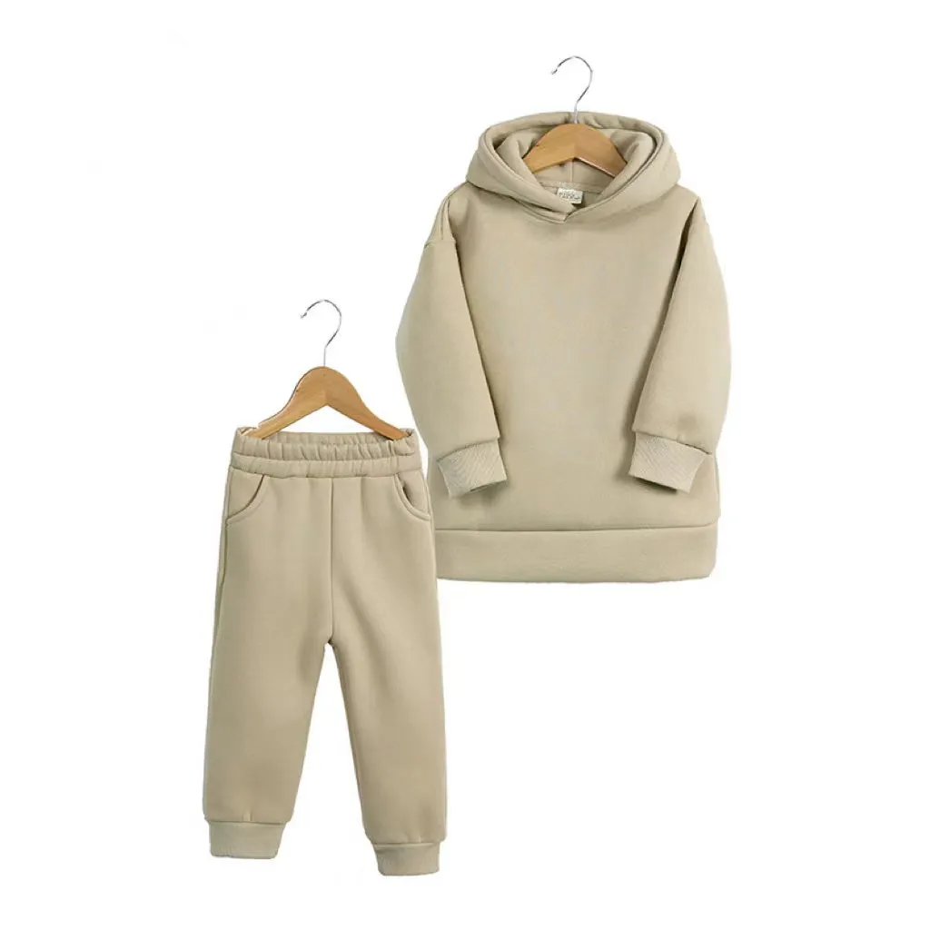 Anthony Solid Color Fleece Hoodie Set