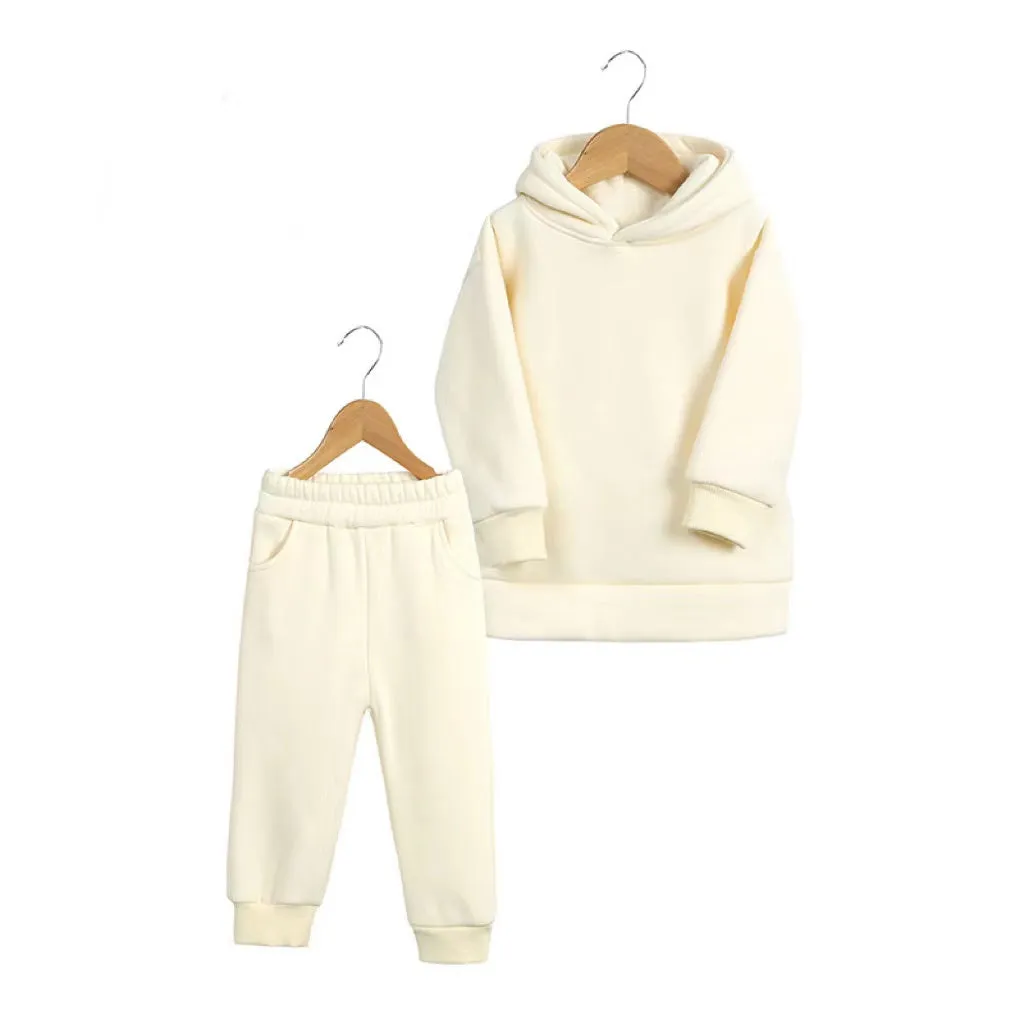 Anthony Solid Color Fleece Hoodie Set