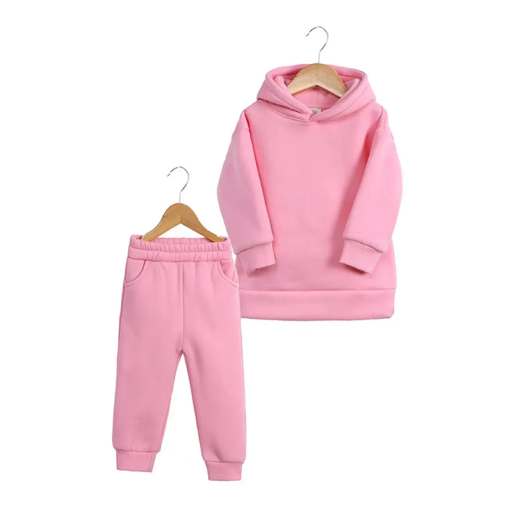 Anthony Solid Color Fleece Hoodie Set