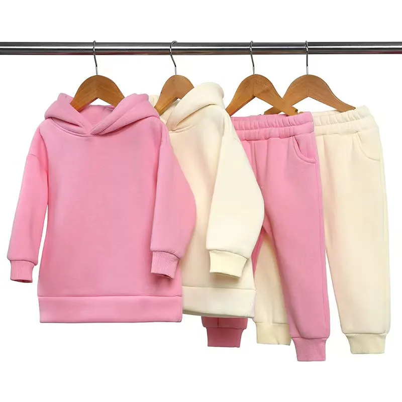 Anthony Solid Color Fleece Hoodie Set