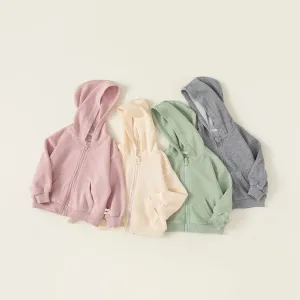Basic Solid Color Zip-Up Hoodie