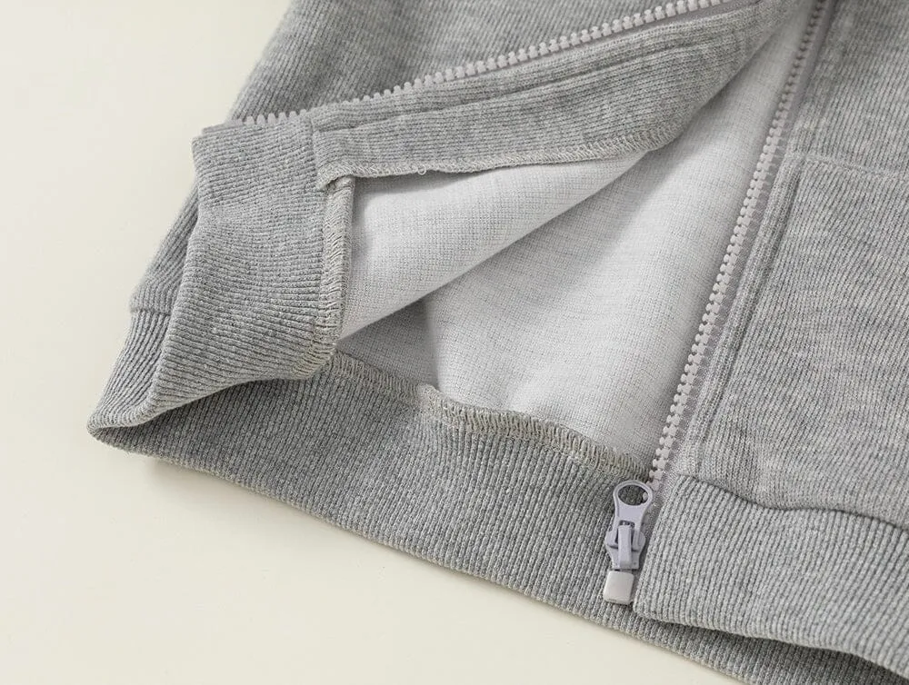 Basic Solid Color Zip-Up Hoodie