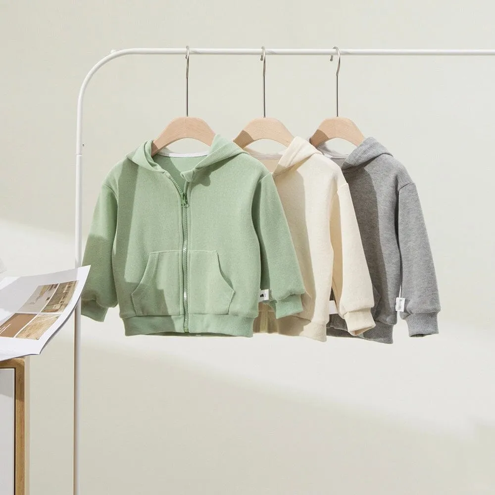 Basic Solid Color Zip-Up Hoodie