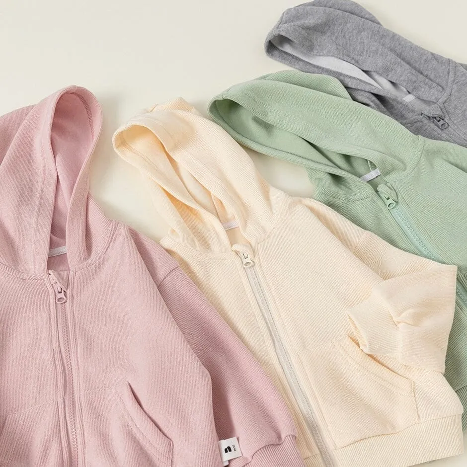 Basic Solid Color Zip-Up Hoodie