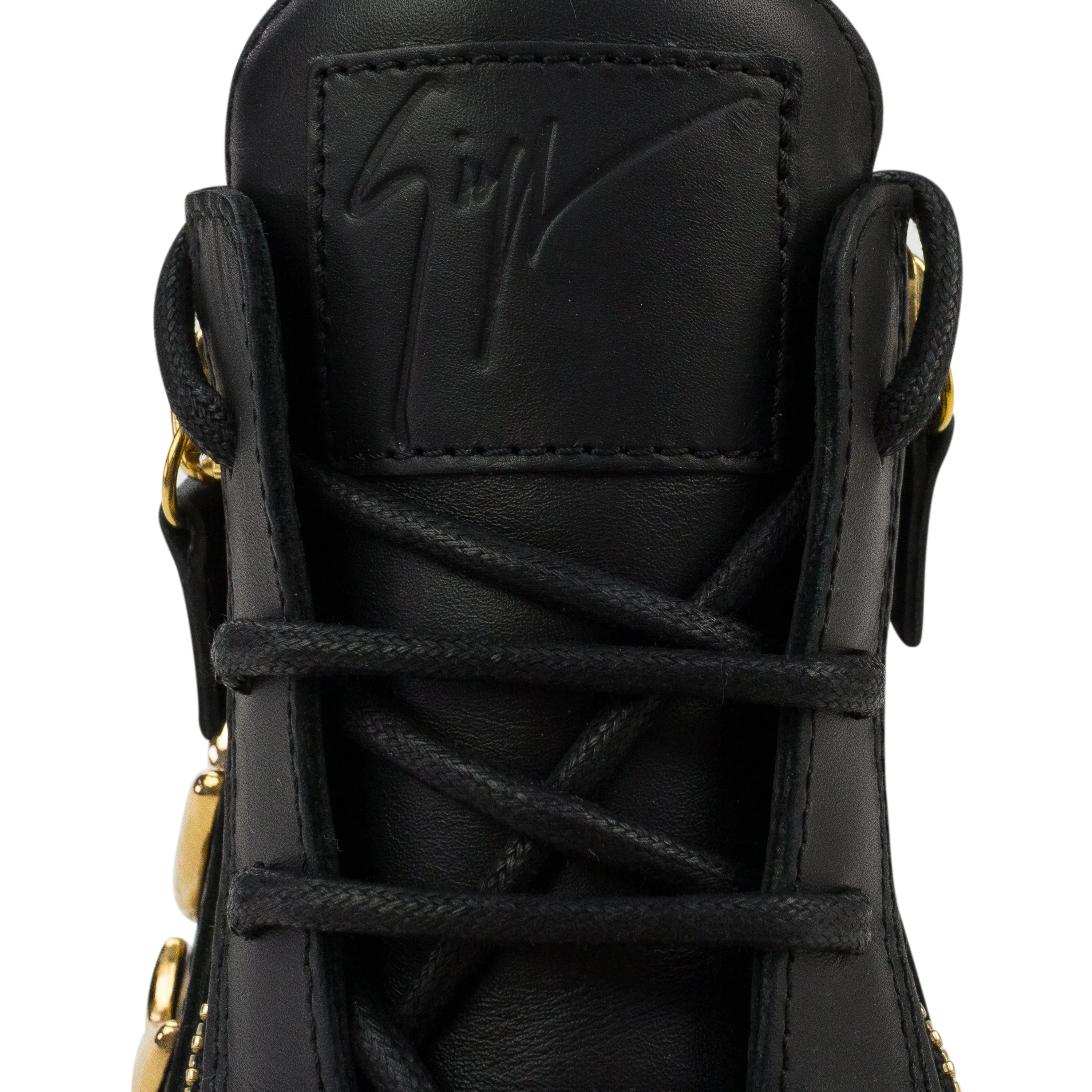 BLACK GOLDEN LEAF APPLIQUE HIGH TOP SNEAKERS