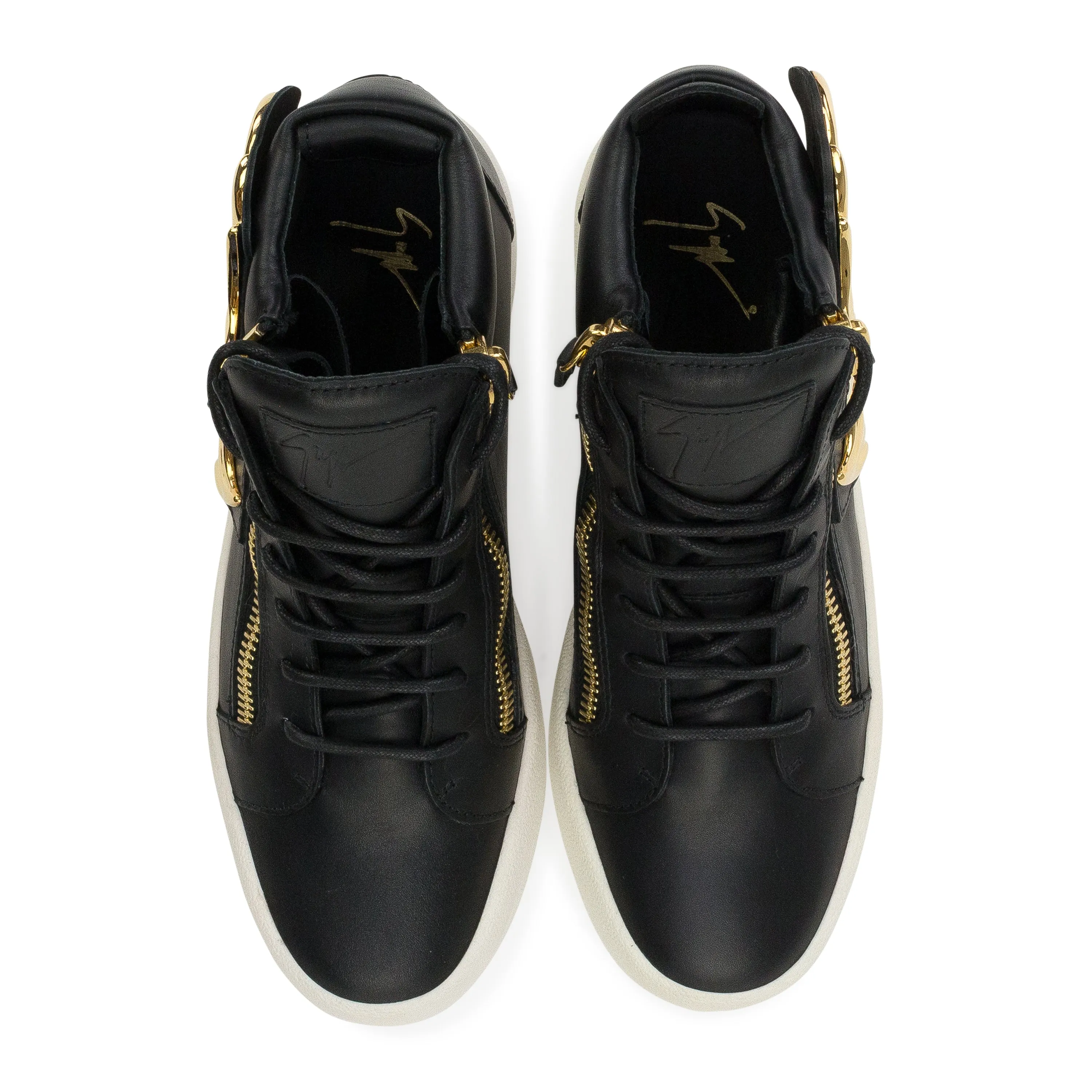 BLACK GOLDEN LEAF APPLIQUE HIGH TOP SNEAKERS