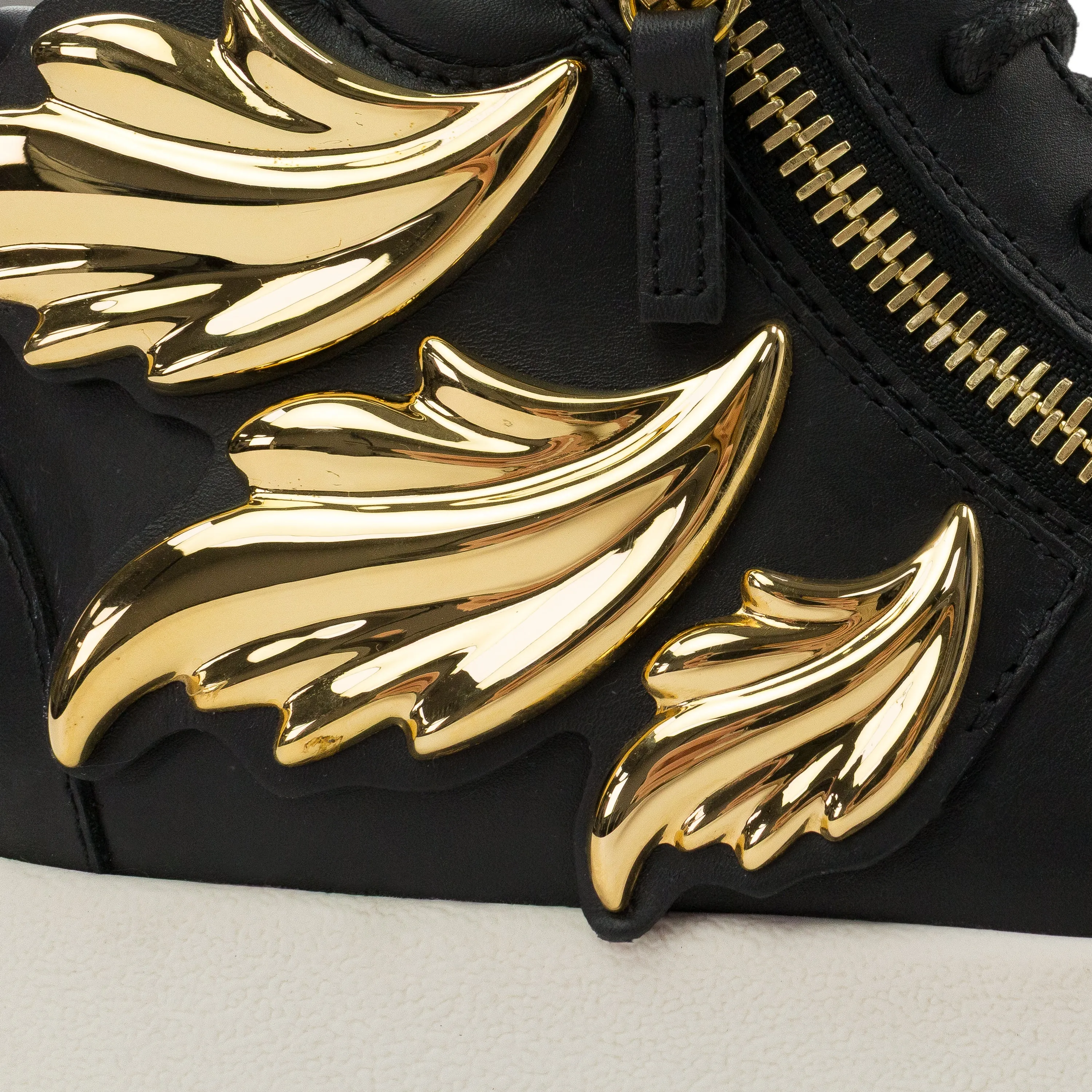 BLACK GOLDEN LEAF APPLIQUE HIGH TOP SNEAKERS
