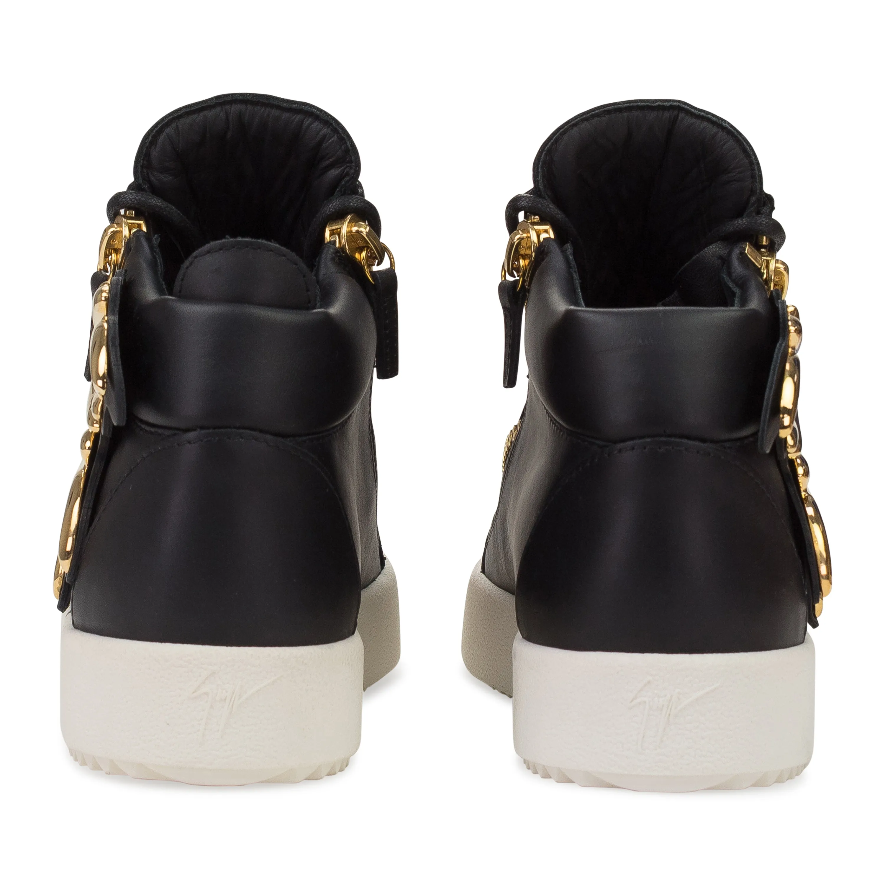 BLACK GOLDEN LEAF APPLIQUE HIGH TOP SNEAKERS