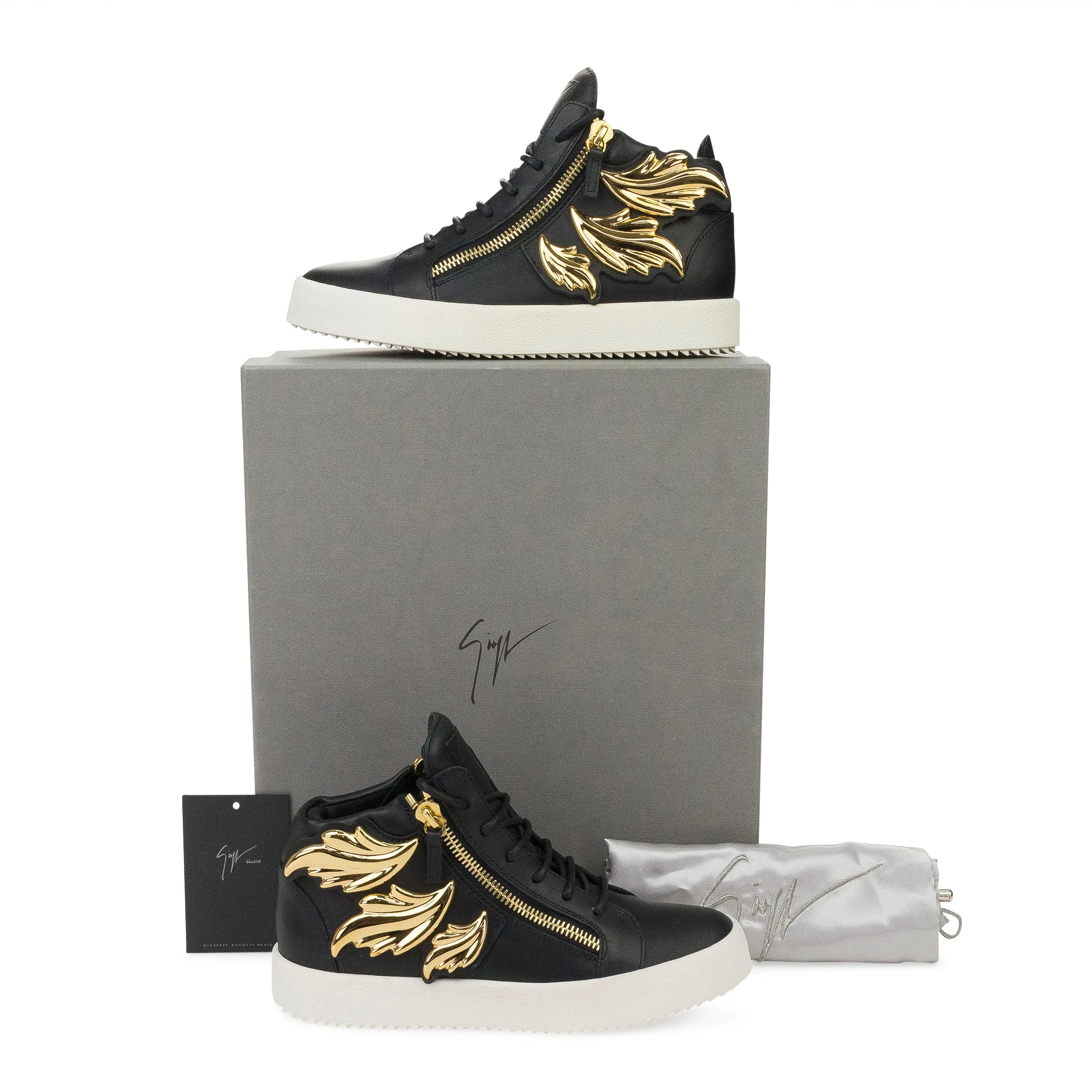 BLACK GOLDEN LEAF APPLIQUE HIGH TOP SNEAKERS