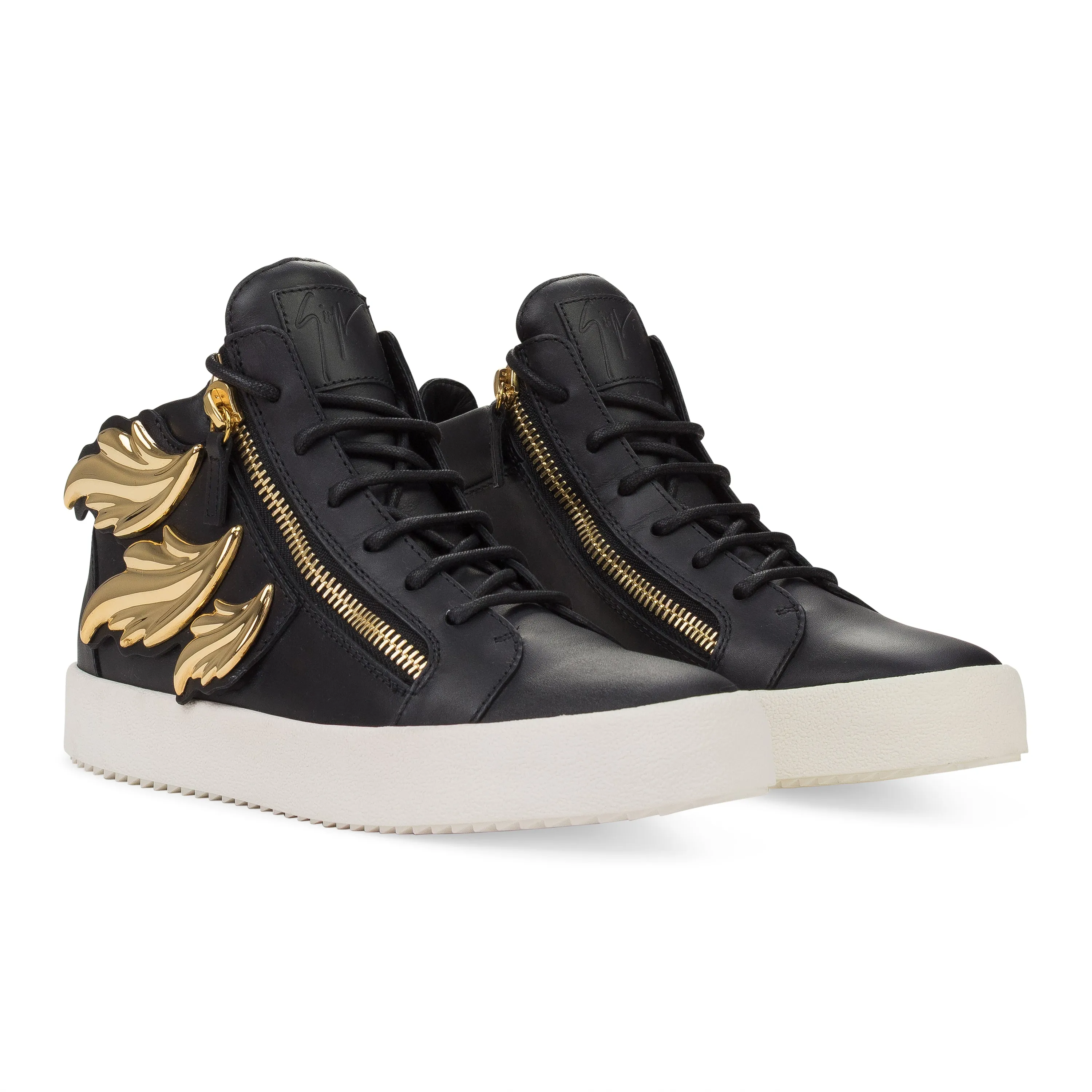 BLACK GOLDEN LEAF APPLIQUE HIGH TOP SNEAKERS