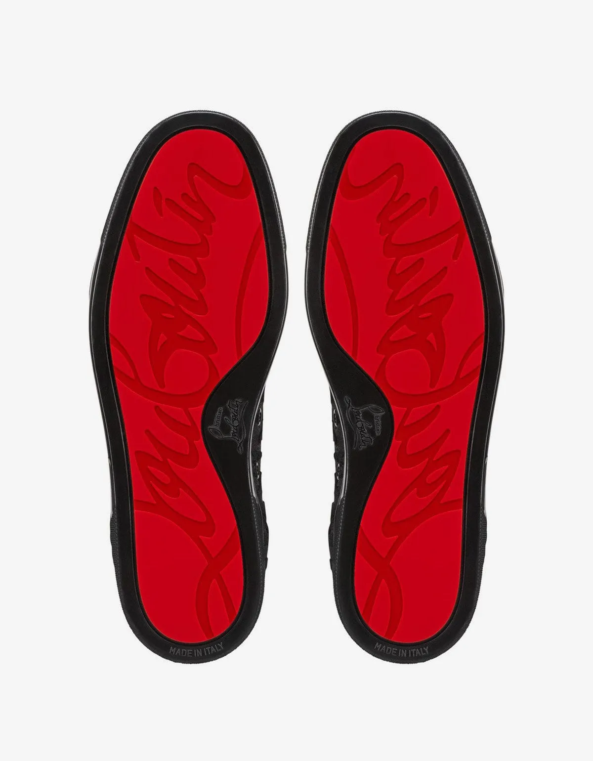 Christian Louboutin Louis Junior Black Velvet Quagga Trainers -