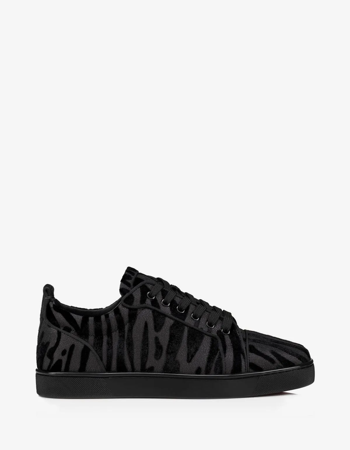 Christian Louboutin Louis Junior Black Velvet Quagga Trainers -