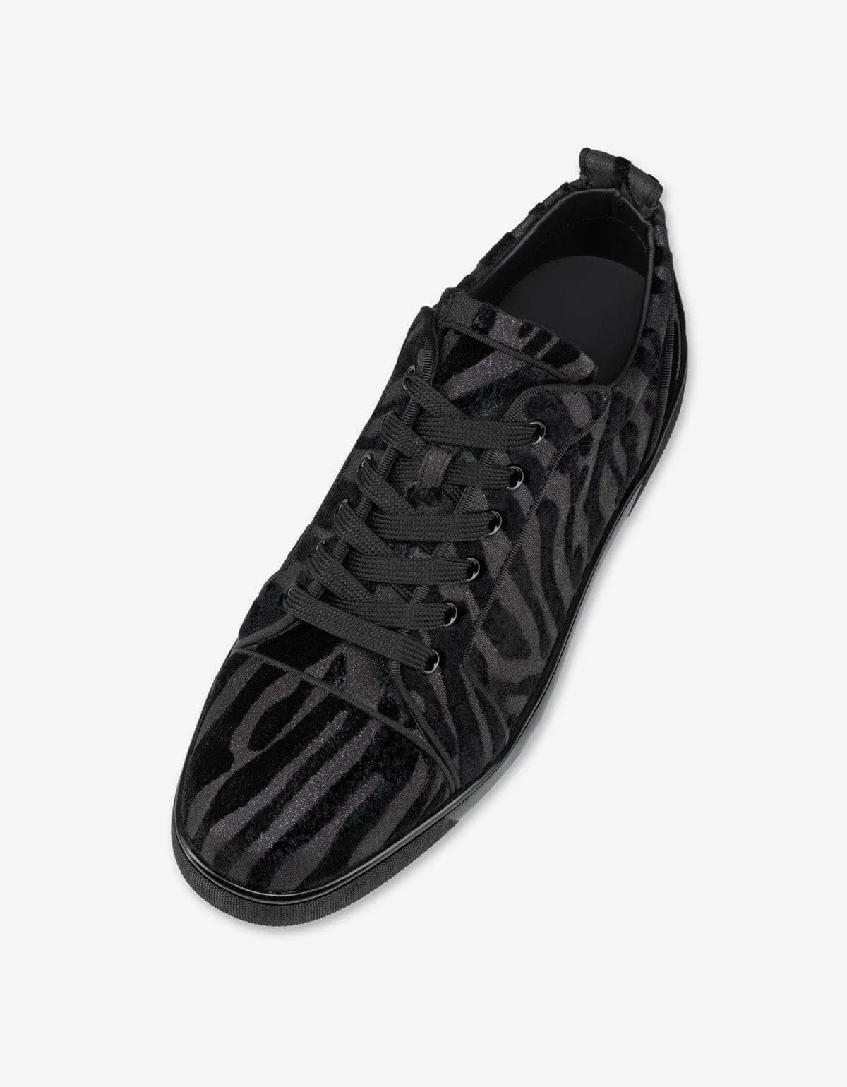 Christian Louboutin Louis Junior Black Velvet Quagga Trainers -