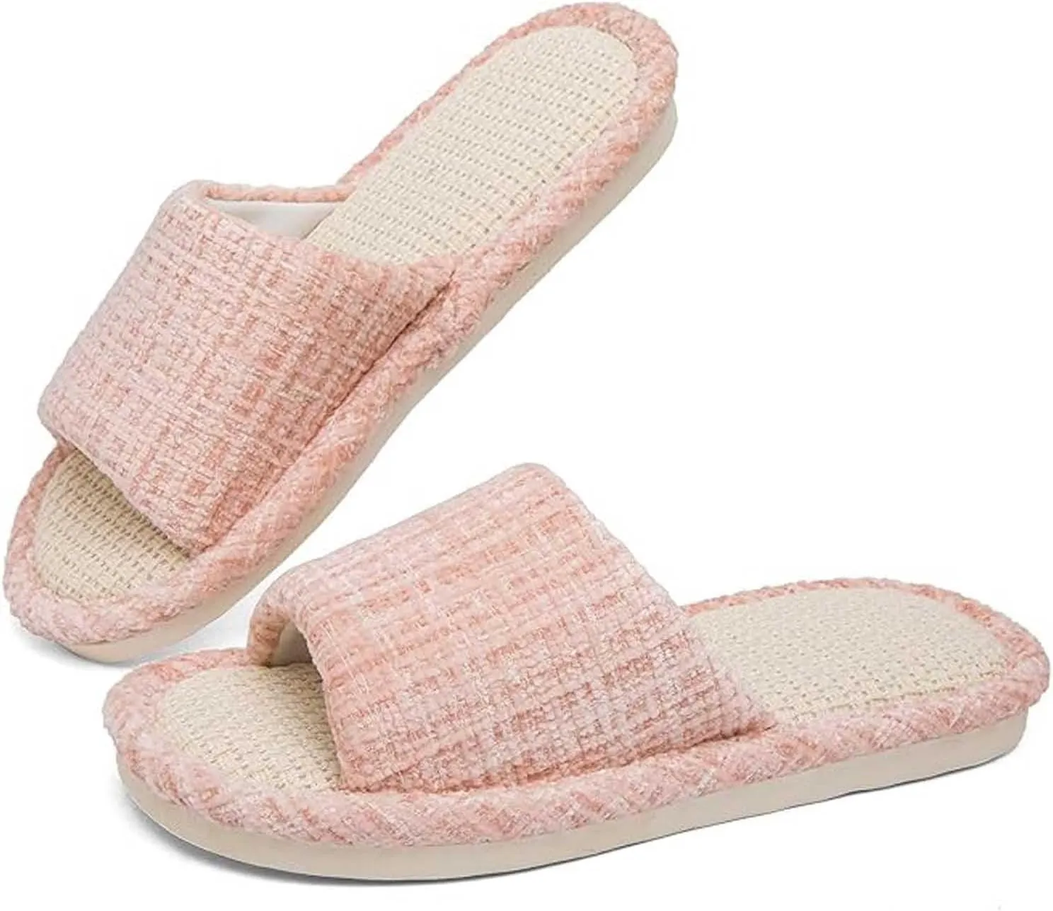 Couples Fashion Open Toe Cloth Mute Slippers Men's and Women's Linen Home Shoes Women Bed Slippers Size 11