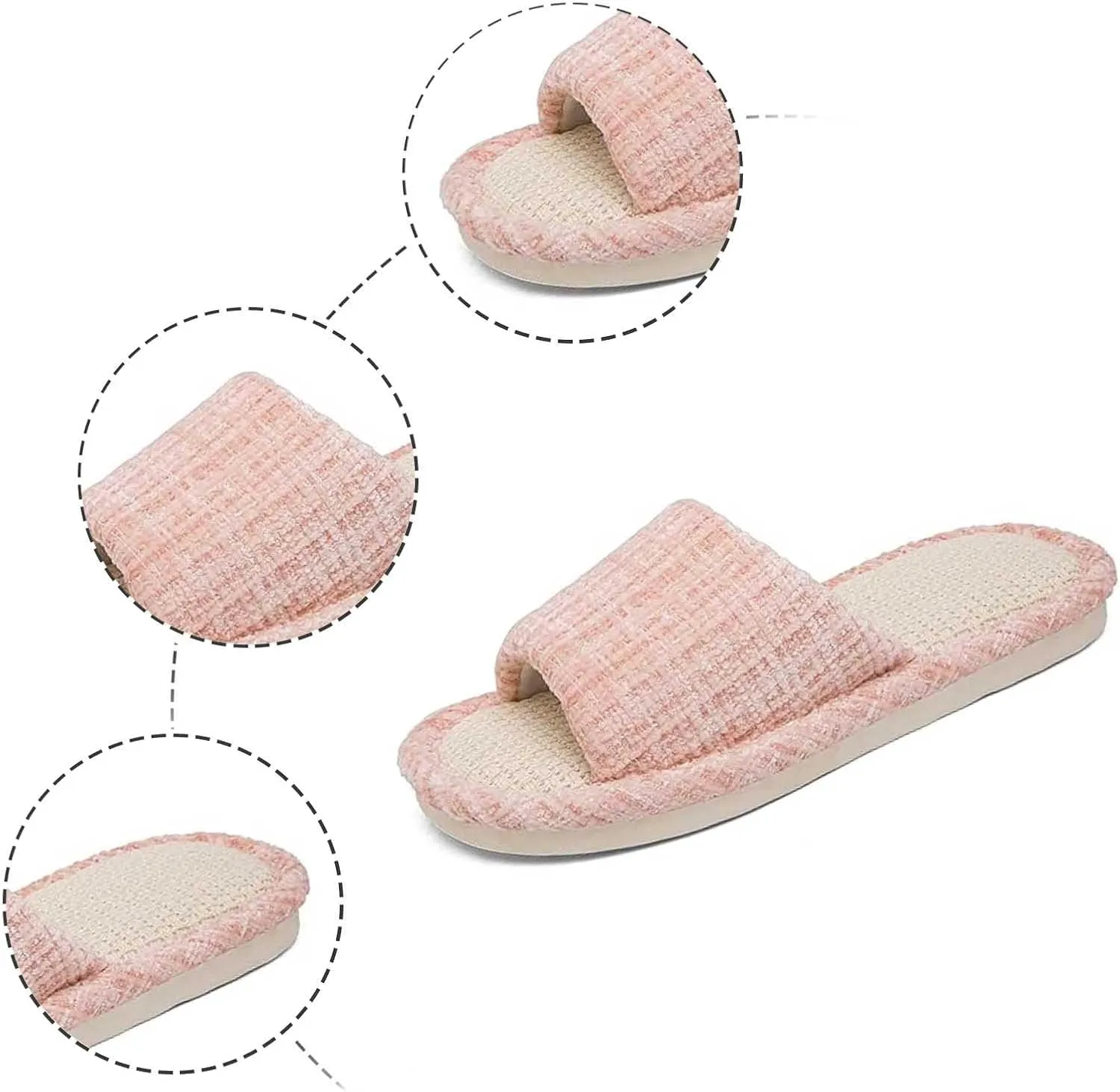 Couples Fashion Open Toe Cloth Mute Slippers Men's and Women's Linen Home Shoes Women Bed Slippers Size 11
