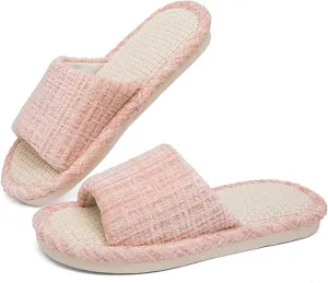 Couples Fashion Open Toe Cloth Mute Slippers Men's and Women's Linen Home Shoes Women Bed Slippers Size 11