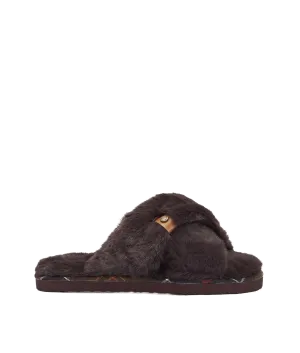 Eliza Cross Over Slippers - Brown