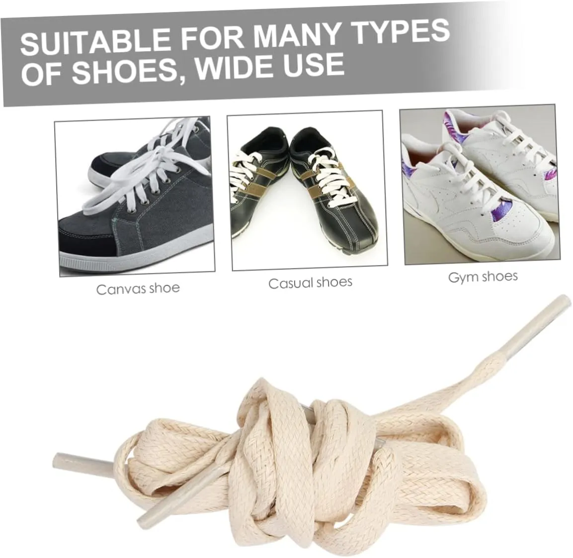 GALPADA 1 Pair Flat Waxed Shoelaces Casual Shoe Tie Cotton Shoelace Sneakers Shoelace Flat Shoelaces