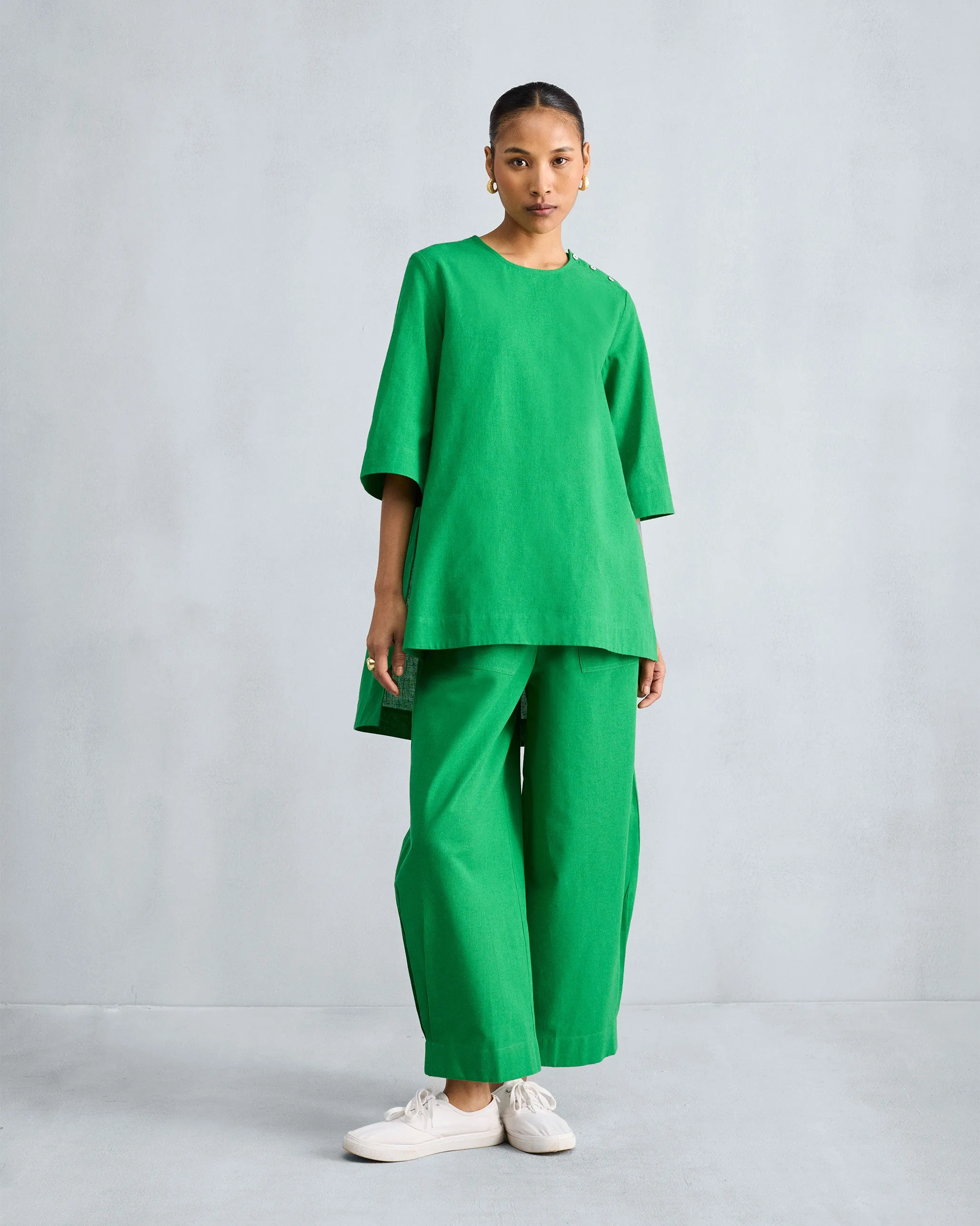 High Slit Top - Green