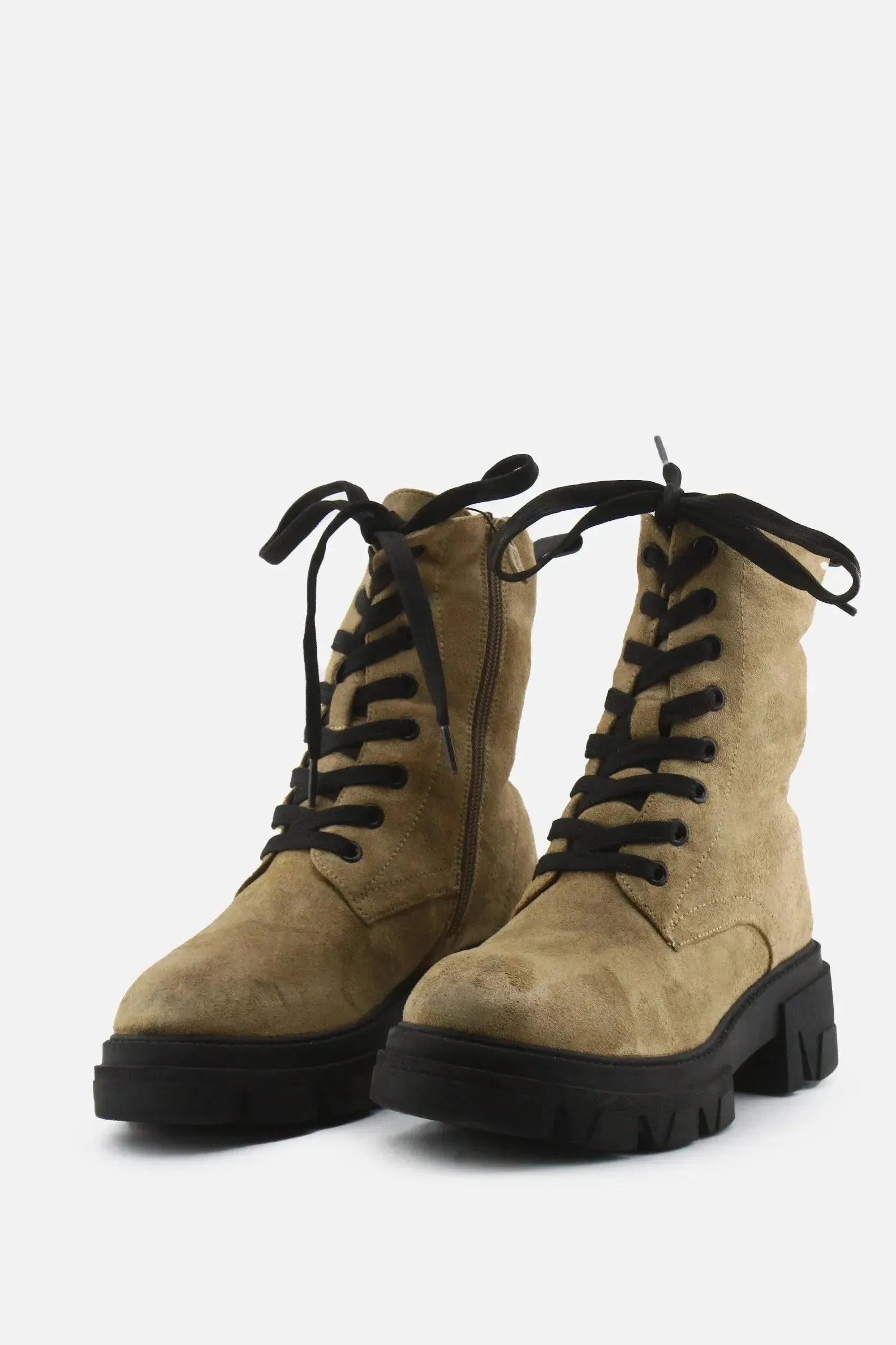 I love DeeZee Zipper Laces Combat Ankle Boots | Suede
