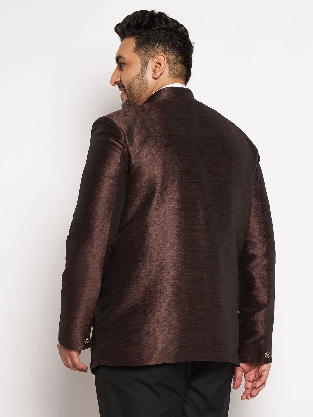 Jashvi Plus Size Men's Coffee Silk Blend Jodhpuri