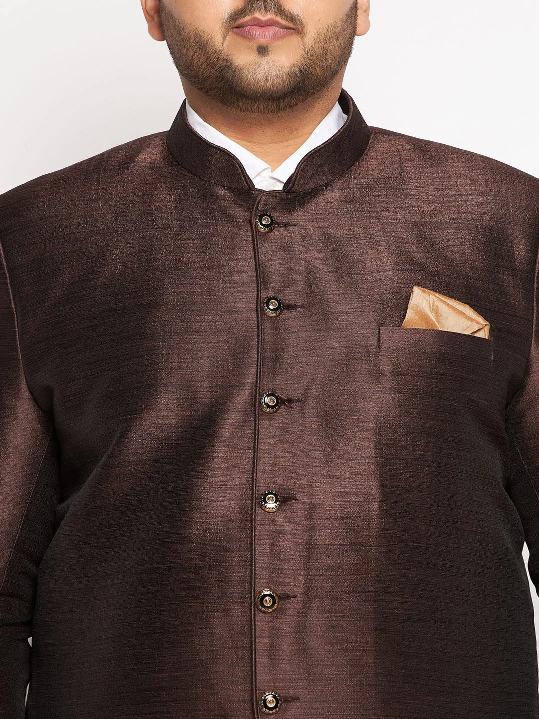 Jashvi Plus Size Men's Coffee Silk Blend Jodhpuri