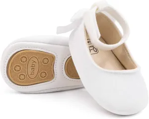 KIDSUN Infant Baby Girls Mary Jane Shoes Non-Slip Rubber Sole Ballet Slippers Princess Dress Wedding Shoes Newborn Crib Shoes First Walkers Shoes
