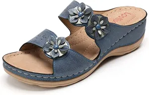 Ladmiple Summer Sandals for Women 2023 Dressy Wedge Orthopedic Flip Flops Sandals Slip On Open Toe Wedges Casual Shoes