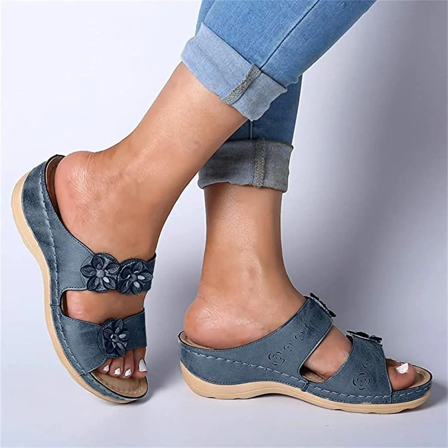 Ladmiple Summer Sandals for Women 2023 Dressy Wedge Orthopedic Flip Flops Sandals Slip On Open Toe Wedges Casual Shoes