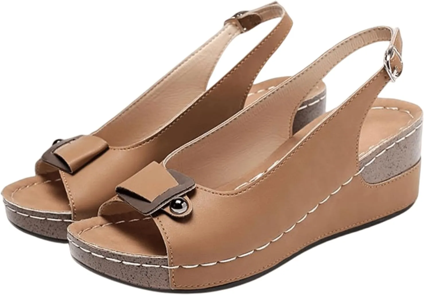 Ladmiple Summer Sandals for Women 2023 Fashion Floral Platform Ankle Strap Wedge Sandals Open Toe Comfy High Heel Shoes