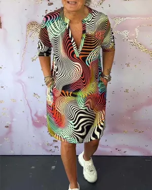 MARI - Colorful V-Neck Dress