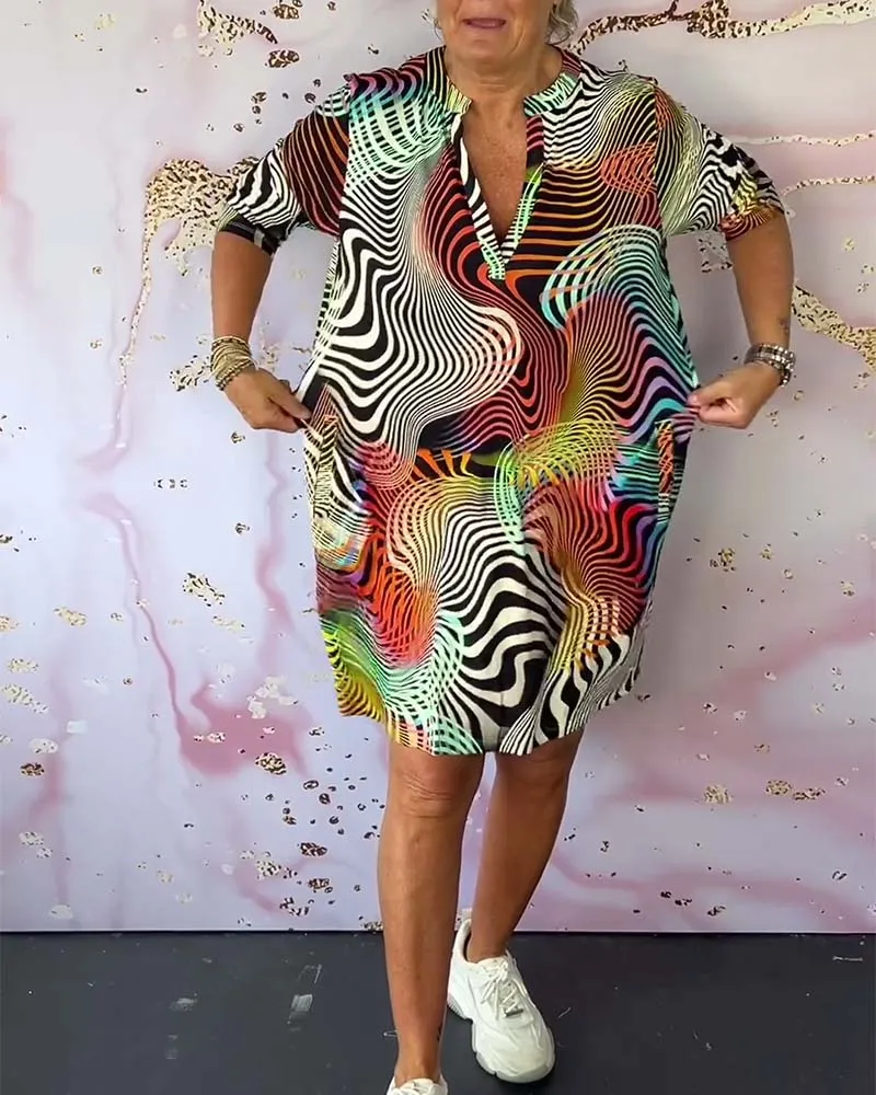 MARI - Colorful V-Neck Dress