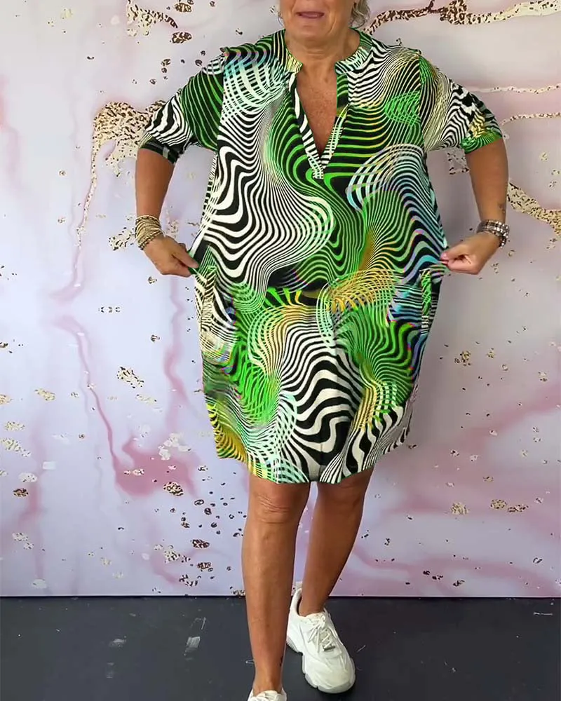 MARI - Colorful V-Neck Dress