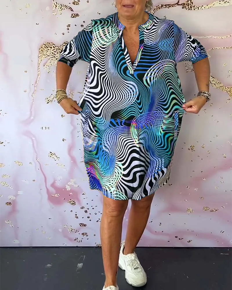 MARI - Colorful V-Neck Dress