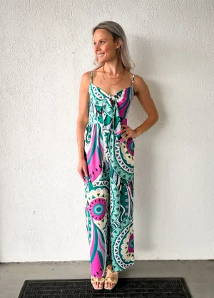 MAYVE PRINT SMOCKED JUMPSUIT