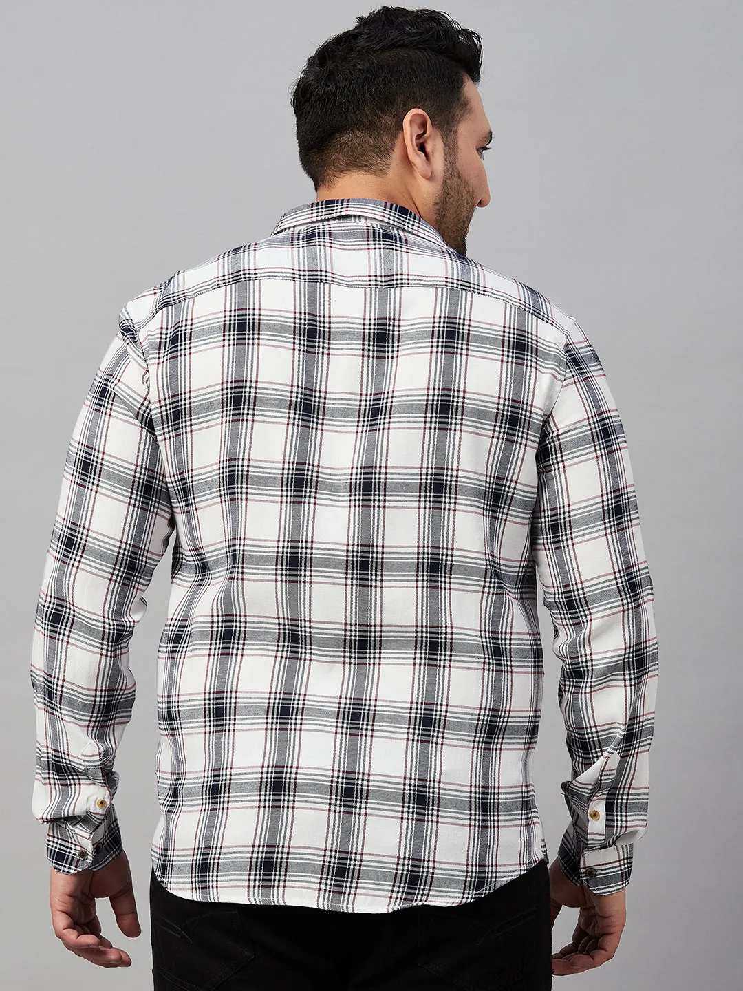 Men Checked White Classic Cotton Shirt