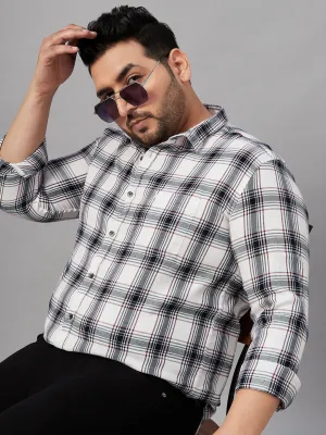 Men Checked White Classic Cotton Shirt