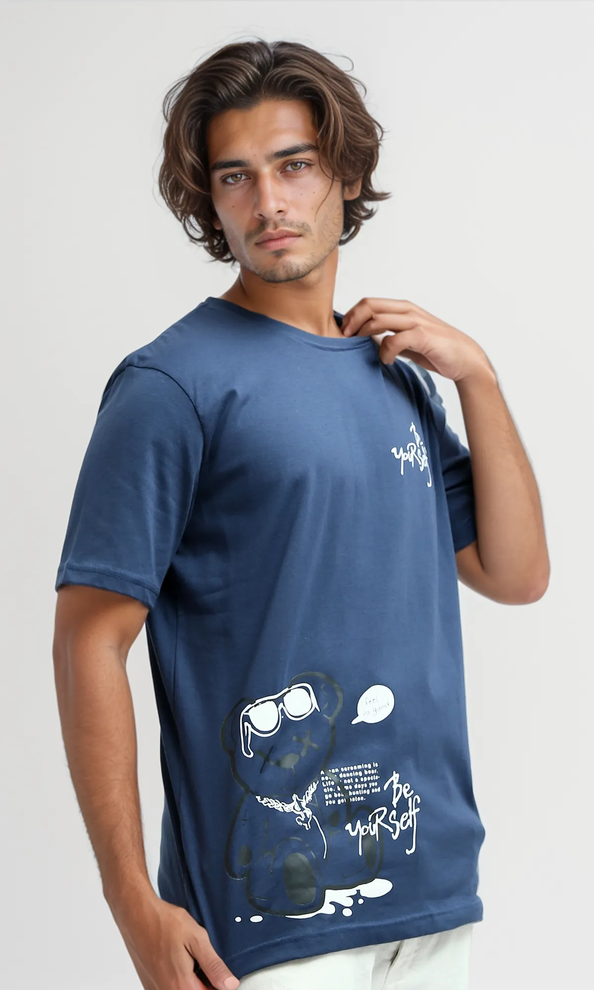 O182391 Printed "Be Yourself" Short Sleeves Cotton Tee