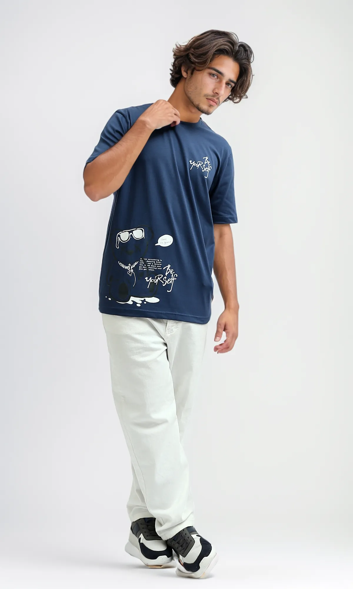 O182391 Printed "Be Yourself" Short Sleeves Cotton Tee