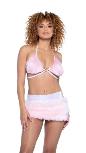 Pink Faux Fur Skirt