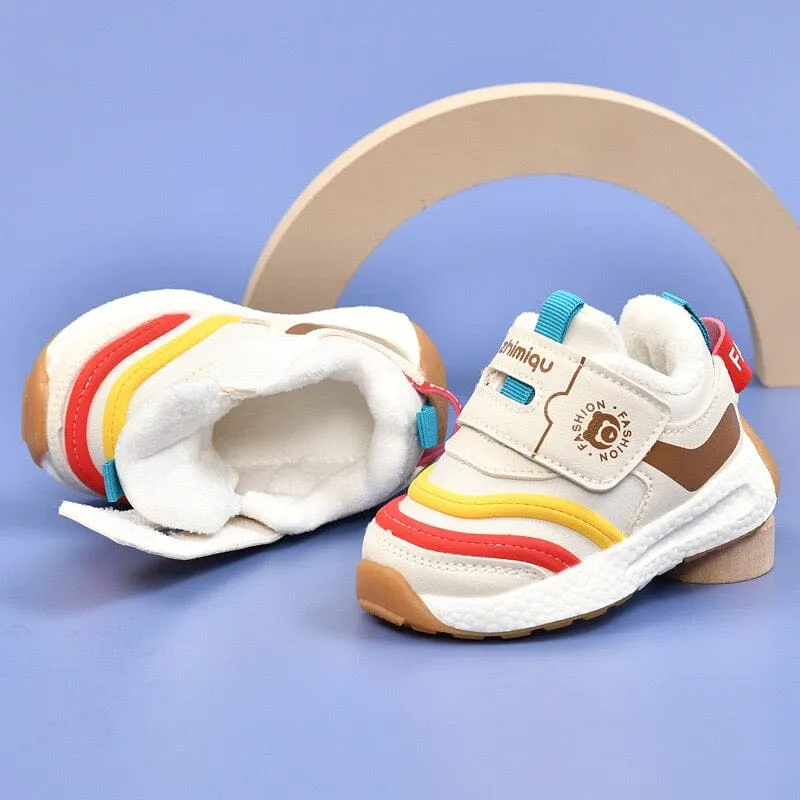 Rainbow Bear Winter Plush First Walker Sneakers