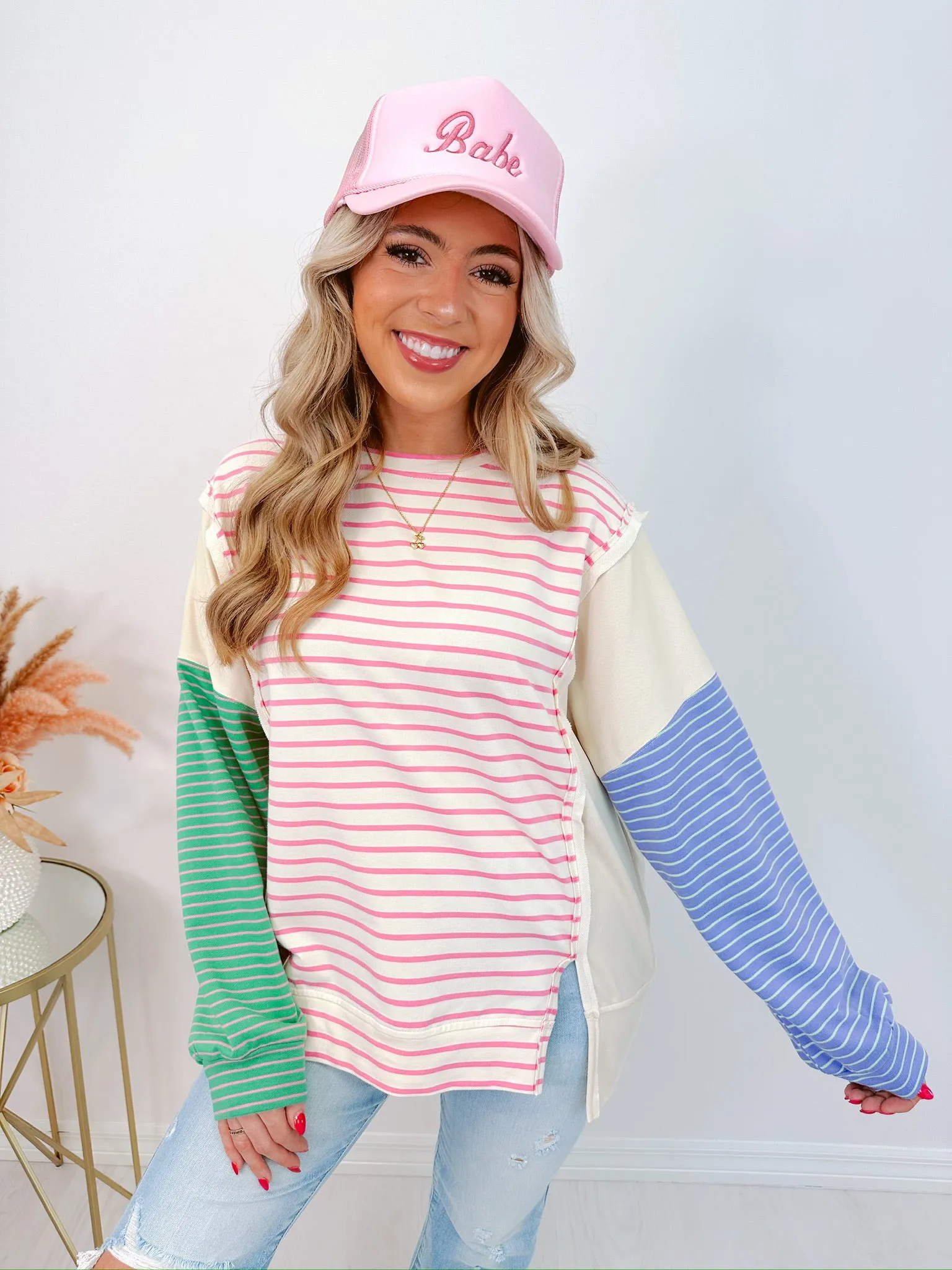 Simon Striped Colorblock Top