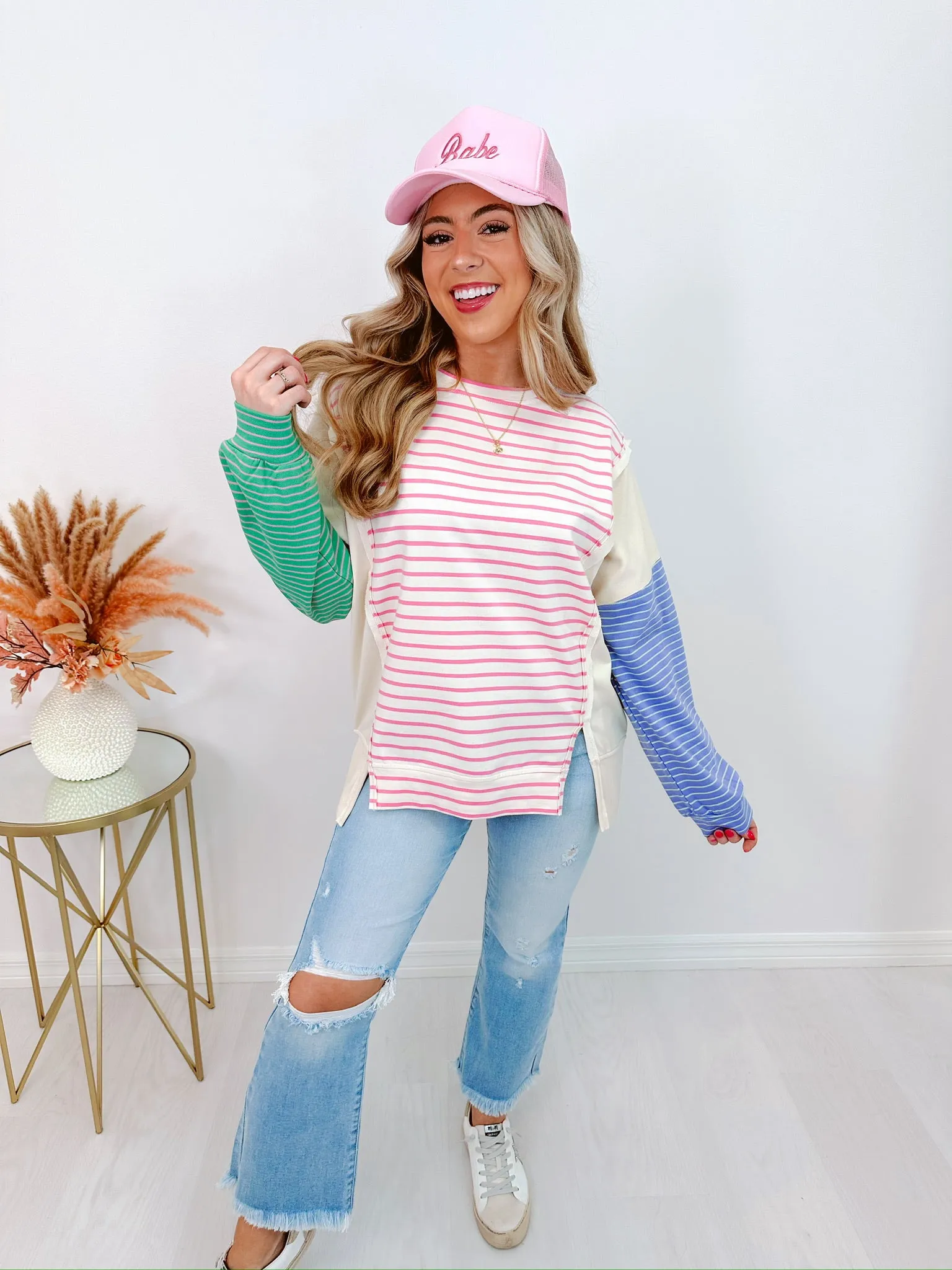 Simon Striped Colorblock Top