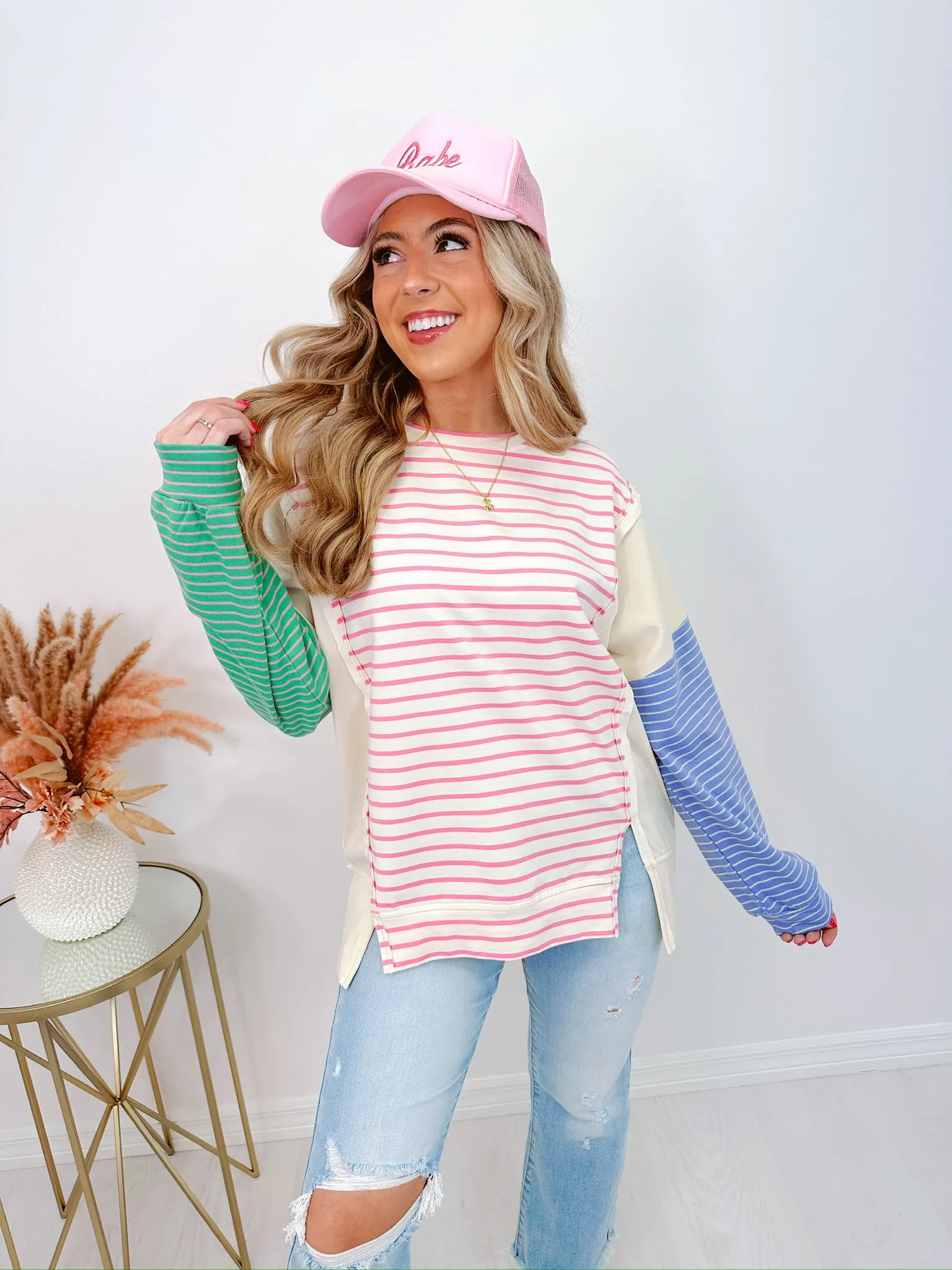 Simon Striped Colorblock Top