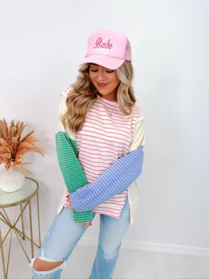 Simon Striped Colorblock Top