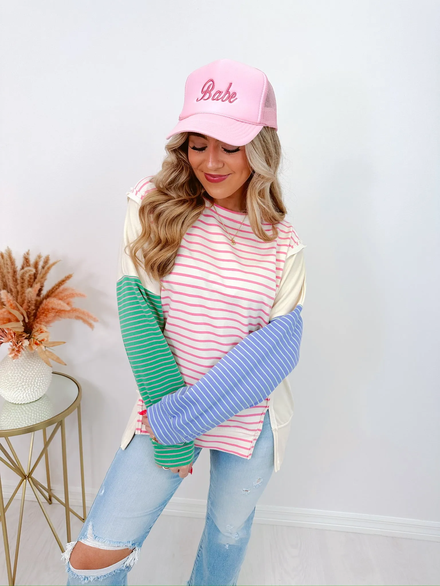 Simon Striped Colorblock Top