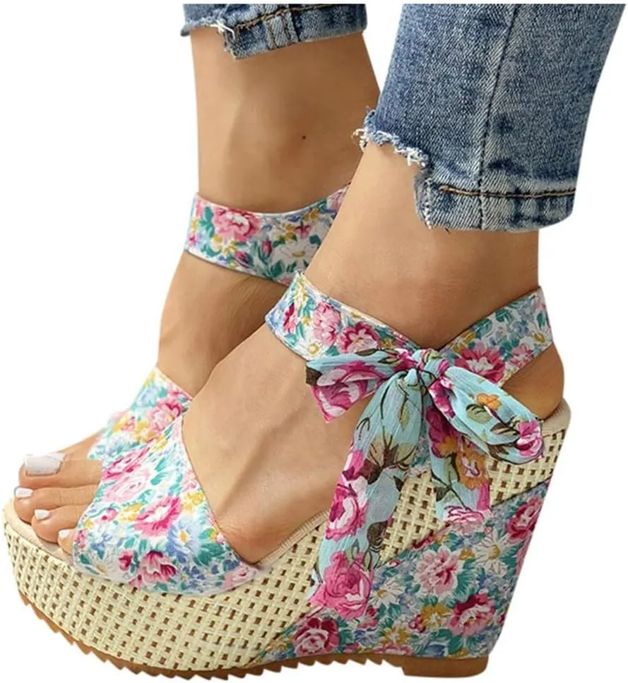 Wedge Sandal for Women Ankle Strap Flatform Arch Support Fish Mouth Toe Shoes Platform Espadrilles Waterproof Open