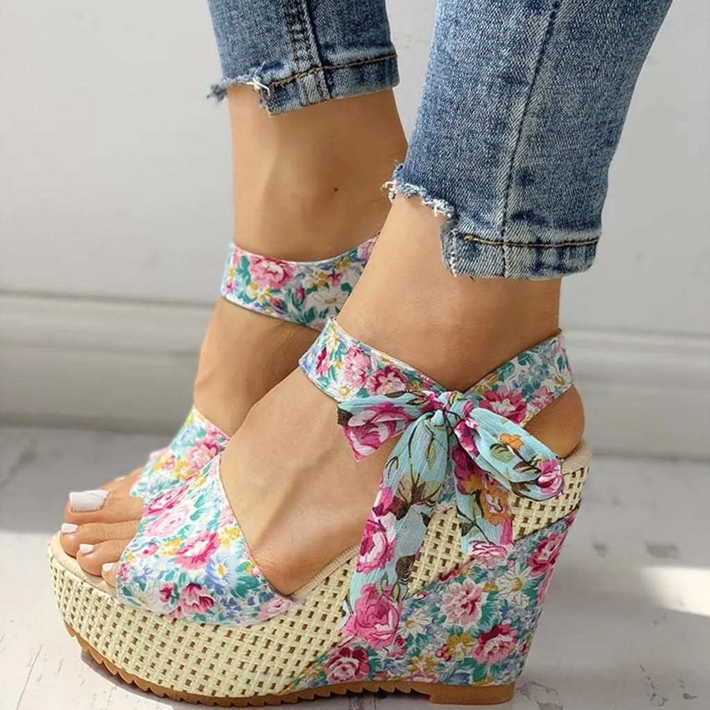 Wedge Sandal for Women Ankle Strap Flatform Arch Support Fish Mouth Toe Shoes Platform Espadrilles Waterproof Open